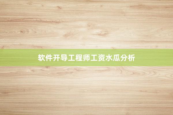 软件开导工程师工资水瓜分析